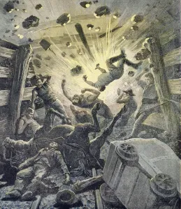 A gas blast, illustration from the illustrated supplement of Le Petit Journal, 2nd April A gas blast, illustration from the illustrated supplement of Le Petit Journal, 2nd April