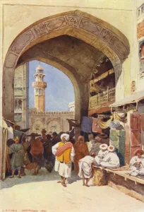 A Gateway in the Bazaar, Lahore (colour litho) A Gateway in the Bazaar, Lahore (colour litho)