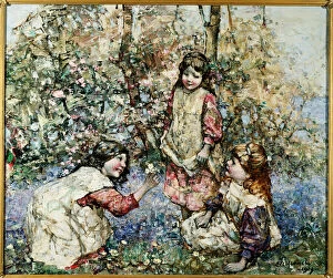 Hornel Gallery: Gathering Primroses, 1919 (oil on canvas)