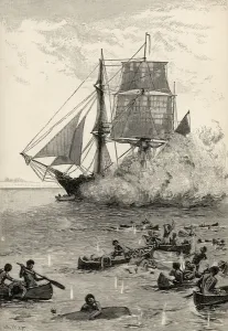Gave them such a Broadside, illustration from Robinson Crusoe by Daniel Defoe Gave them such a Broadside, illustration from Robinson Crusoe by Daniel Defoe