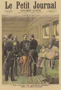 General Dodds receiving the Dahomey Medal on his return to France (colour litho) General Dodds receiving the Dahomey Medal on his return to France (colour litho)