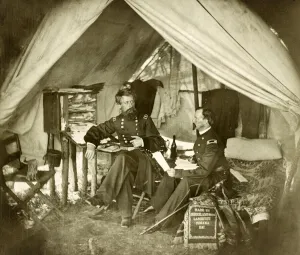 General Jefferson C. Davis & officer Seated in a Tent, pub.1861 (photo) General Jefferson C. Davis & officer Seated in a Tent, pub.1861 (photo)
