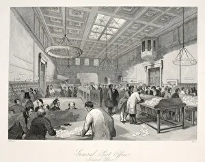 General Post Office, Inland Office, from London Interiors with their Costumes General Post Office, Inland Office, from London Interiors with their Costumes