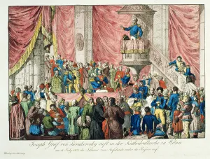 General Sierakowski calling for the Lithuanian Uprising, 1812 (colour litho) General Sierakowski calling for the Lithuanian Uprising, 1812 (colour litho)