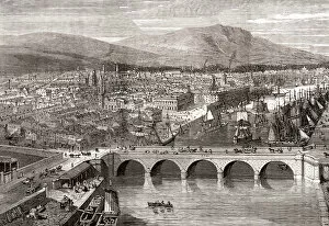 General view of Belfast, Northern Ireland (engraving)