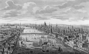 A General View of the City of London next to the River Thames, c.1780 (engraving) A General View of the City of London next to the River Thames, c.1780 (engraving)
