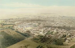 General view of Madrid taken from the Bridge of Segovia, 1854 (colour litho) General view of Madrid taken from the Bridge of Segovia, 1854 (colour litho)