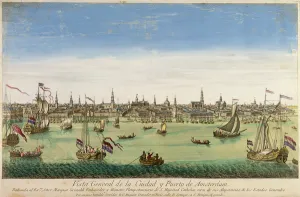 A General View of the Port and Town of Amsterdam, engraving by D A General View of the Port and Town of Amsterdam, engraving by D