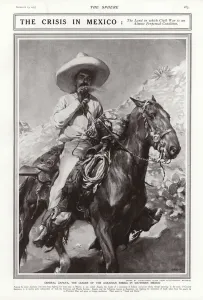 General Zapata, the leader of the agrarian rebels in Southern Mexico, 1913 (litho) General Zapata, the leader of the agrarian rebels in Southern Mexico, 1913 (litho)