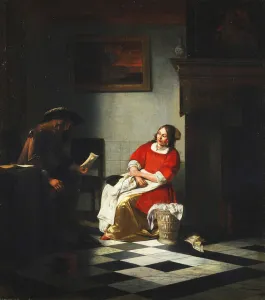 A Gentleman Reading a Letter to his Wife (?), (oil on canvas) A Gentleman Reading a Letter to his Wife (?), (oil on canvas)