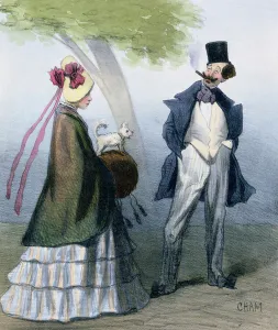 We gentlemen all love virtuous maidens, caricature depicting a bounder or cad We gentlemen all love virtuous maidens, caricature depicting a bounder or cad
