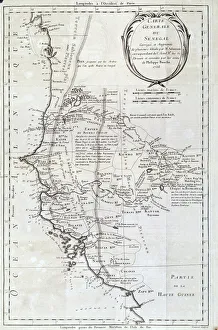 Geographic map of Senegal from an Atlas by Philippe Buache (1700-1773) 1756 Paris Geographic map of Senegal from an Atlas by Philippe Buache (1700-1773) 1756 Paris