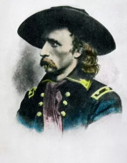 Battle Of Little Bighorn Gallery: George Armstrong Custer (engraving) (later colouration)
