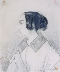 George Sand (1804-76) in profile, 1833 (pencil on paper) George Sand (1804-76) in profile, 1833 (pencil on paper)