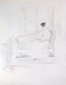 George Sand (1804-76), reading on a sofa beside a window, 1833 (pencil on paper) George Sand (1804-76), reading on a sofa beside a window, 1833 (pencil on paper)