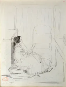 George Sand (1804-76) seated and smoking a pipe, 1833 (pen & ink on paper) George Sand (1804-76) seated and smoking a pipe, 1833 (pen & ink on paper)