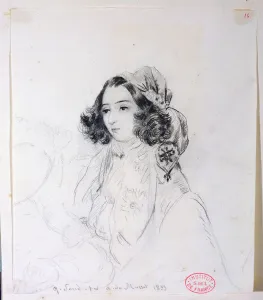 George Sand (1804-76) Wearing a Headscarf, 1833 (pencil on paper) George Sand (1804-76) Wearing a Headscarf, 1833 (pencil on paper)