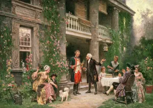 George Washington visiting Bartrams Garden in 1787, painted 1900 (oil on canvas) George Washington visiting Bartrams Garden in 1787, painted 1900 (oil on canvas)