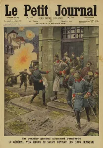 1914 1918 Wwi Ww One Gallery: German General Alexander von Kluck and his staff fleeing as his headquarters comes under French artillery bombardment