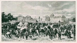 Palace of Versailles Collection: German soldiers on the Place d Armes, Versailles, France, Franco-Prussian War, 1871 (litho)