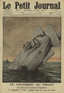 1914 1918 Wwi Ww One Gallery: German Zeppelin L19 crashed in the North Sea on its way back from a raid on England, World War I