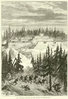 The Germans checked in the attack on Phalsbourg, 1871 (engraving)
