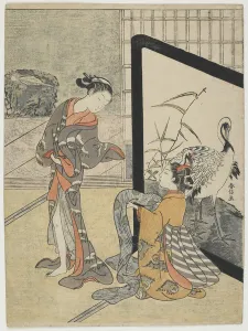 Dressing Room Gallery: Getting Dressed, 1765-69 (colour woodblock print)