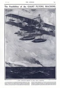 A giant aeroplane designed to carry eighty passengers, 1914 (litho) A giant aeroplane designed to carry eighty passengers, 1914 (litho)