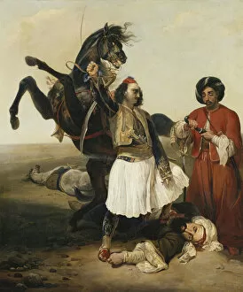 The Giaour, Conqueror of Hassan; Le Giaour, Vainqueur d'Hassan, (oil on canvas)