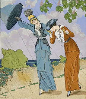 Shower Gallery: Giboulee, plate VII from Gazette du Bon Ton, no. 6, April 1913 (colour litho)