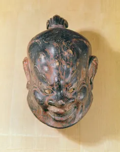 Gigaku mask, Nara Period (645-794) (polychrome wood) Gigaku mask, Nara Period (645-794) (polychrome wood)