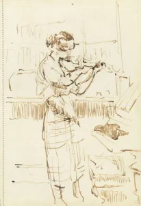 Girl playing a violin (pen & brown ink on paper) Girl playing a violin (pen & brown ink on paper)
