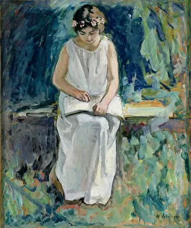 Images Dated 10th June 2005: Girl Reading (oil on canvas)