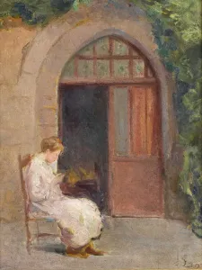 Girl seated outside of La Boissiere, c.1909 (oil on board) Girl seated outside of La Boissiere, c.1909 (oil on board)