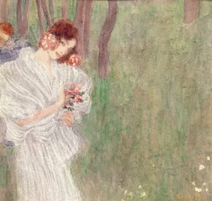 Girl in a White Dress Standing in a Forest (w/c on paper) Girl in a White Dress Standing in a Forest (w/c on paper)