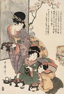 Girl's Festival by Kitagawa Utamaro, 1801-4 (woodcut print) Girl's Festival by Kitagawa Utamaro, 1801-4 (woodcut print)