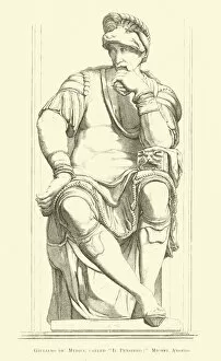 Giuliano de Medici, called 'Il Pensiero, ' Michel Angelo (engraving)