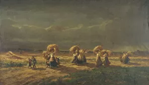 Oil Paints Collection: Gleaners at Chambaudoin, 1857 (oil on canvas)