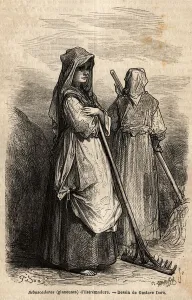 the gleaners of Estremadure, with their large wooden rakes to pick up the part of the gleaners of Estremadure, with their large wooden rakes to pick up the part of