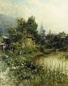 A Glimpse of Morristown, New Jersey, (oil on canvas laid down on masonite) A Glimpse of Morristown, New Jersey, (oil on canvas laid down on masonite)