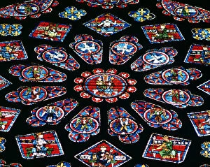 Images Dated 14th March 2006: Glorification of the Virgin Mary, north rose window, c.1223 (stained glass) (detail)