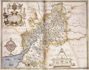 Gloucester(shire), 1579 (hand-coloured engraving) Gloucester(shire), 1579 (hand-coloured engraving)