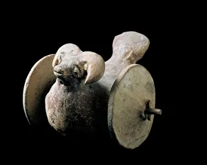 Goat-shaped toy on wheels, from Mohenjo-daro. 26th-25th century BC (terracotta) Goat-shaped toy on wheels, from Mohenjo-daro. 26th-25th century BC (terracotta)
