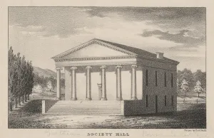 Goethean Society Hall, Marshall College, Mercersberg, PA, 1830 (litho) Goethean Society Hall, Marshall College, Mercersberg, PA, 1830 (litho)