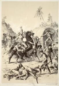 Gold escort attacked by Bush Rangers, from The History of Australasia by David Blair Gold escort attacked by Bush Rangers, from The History of Australasia by David Blair