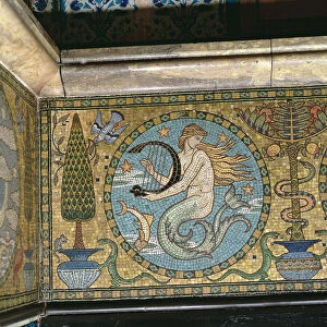 Detail of the gold mosaic frieze, c.1881 (mosaic) (see also 250615)
