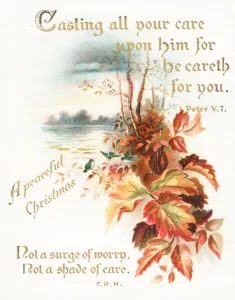 Golden Brown Leaves, Christmas Card (chromolitho) Golden Brown Leaves, Christmas Card (chromolitho)