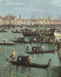 Gondoliers near the Entrance to the Grand Canal and the church of Santa Maria della Salute Gondoliers near the Entrance to the Grand Canal and the church of Santa Maria della Salute