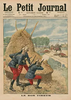 War & Military Scenes: 20th Century Gallery: A good shot, front cover illustration from Le Petit Journal, supplement illustre