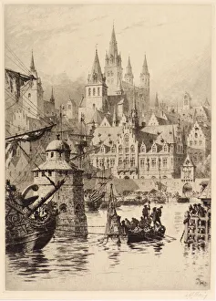 Gothic Towers and River, Cologne, 1891 (etching) Gothic Towers and River, Cologne, 1891 (etching)
